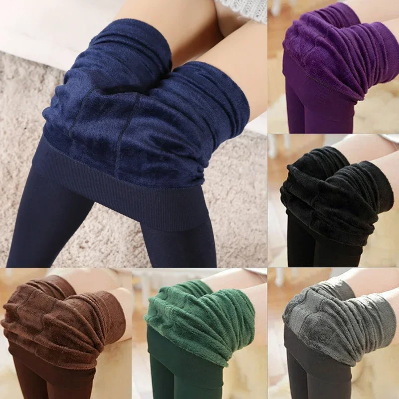 Mallas térmicas sexis para mujer, pantimedias translúcidas elásticas cálidas para invierno, pantalones ajustados gruesos de cintura alta térmicos de lana para mujer