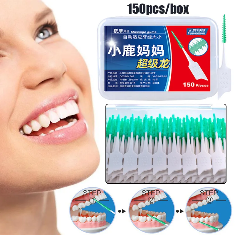 20/150 Chiếc Bàn Chải Kẽ Răng Cao Su Mềm Răng Vệ Sinh Dụng Cụ Nha Khoa Vệ Sinh Giữa Răng Bàn Chải Đánh Răng Vệ Sinh Răng Miệng Dụng Cụ Chăm Sóc