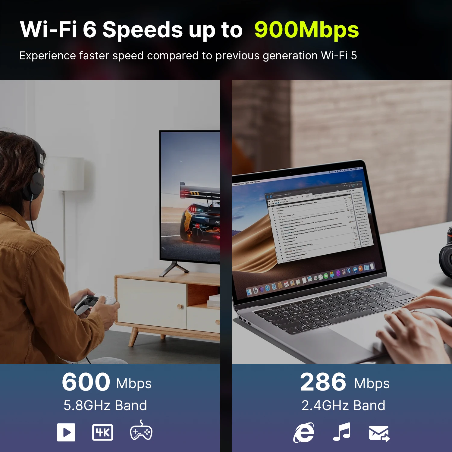 Fenvi AX900 Bluetooth 5.4 USB Adapter WiFi 6 Mini USB Dongle 5G/2.4G Dual Band WiFi6 Network Card Wireless Receiver Driver Free