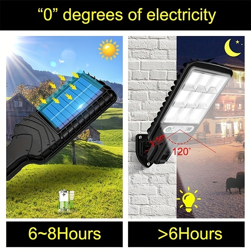 3 Light Modes 108/120COB Sensor Street Lamp Outdoor Waterproof Security Solar Lamps for Garden Patio Path Remote Control Light