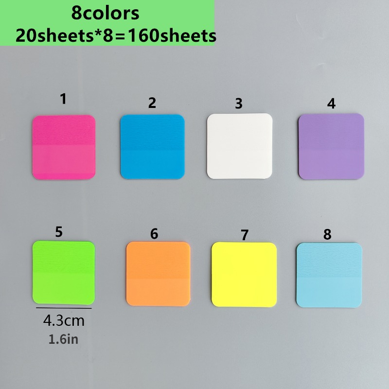 8 สี 160 แผ่นโปร่งใส Sticky Note MeMO Pad Scrapes สติกเกอร์กันน้ํา Notepad โรงเรียนเครื่องเขียนอุปกรณ์สํานักงาน