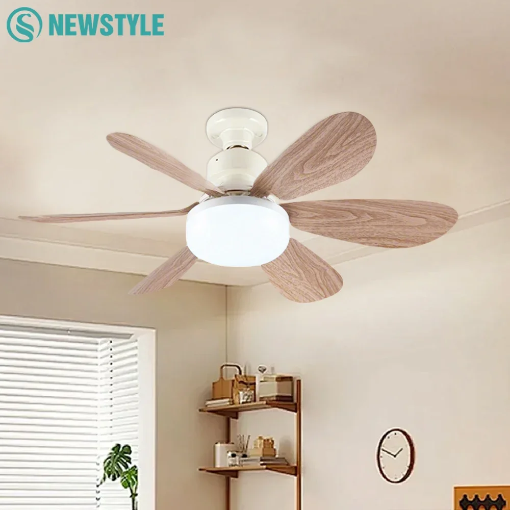 E26 E27 Base per uso domestico Ventilatore da soffitto a LED Luce per ventilatore intelligente remoto senza fili 42 cm 52 cm Ventilatore da soffitto per camera Ufficio Studio Cucina