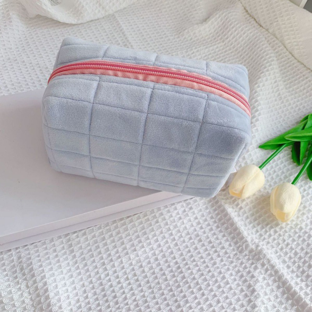 Niedliche Plüsch Make-up Tasche für Frauen tragbare Reise kleine Kosmetik taschen einfarbige Reiß verschluss Kultur beutel Wasch beutel Aufbewahrung taschen