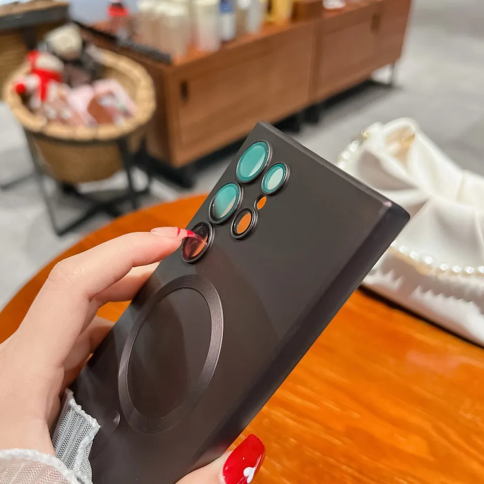 Original Matte Magnetic Magsafe Phone Case For Samsung Galaxy S24 S23 S22 S21 S25 Ultra Plus fe Shockproof Wireless Charge Cover