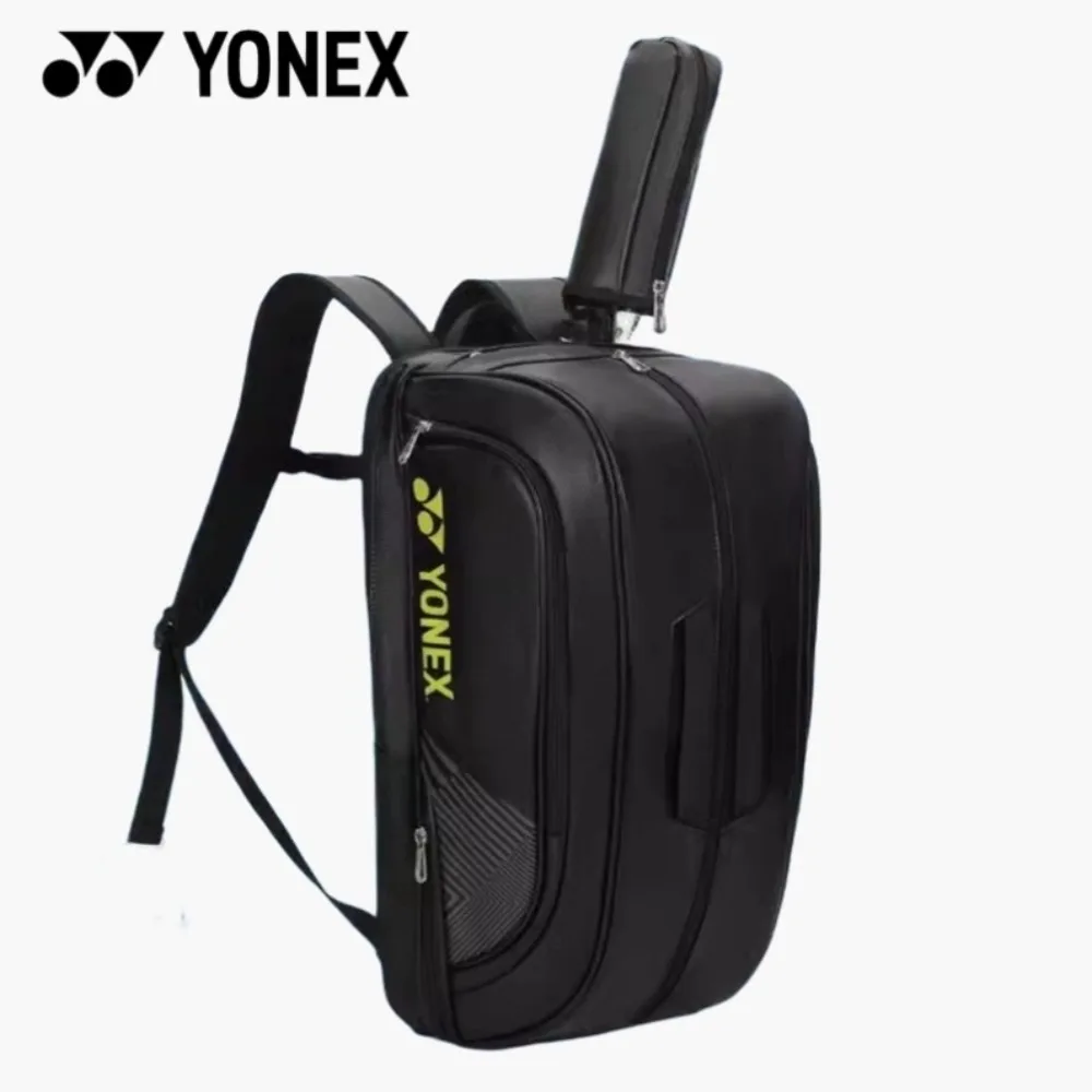 YONEX-Bolsa de bádminton de alta calidad, raqueta de tenis de cuero, mochila deportiva de hombro, multifuncional, máxima capacidad, raqueta de 6 piezas