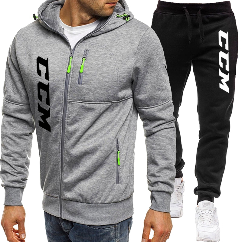 CCM-Conjunto de Sudadera con capucha y pantalones para hombre, chándal informal, chaqueta deportiva con cremallera, traje de Jogging, otoño