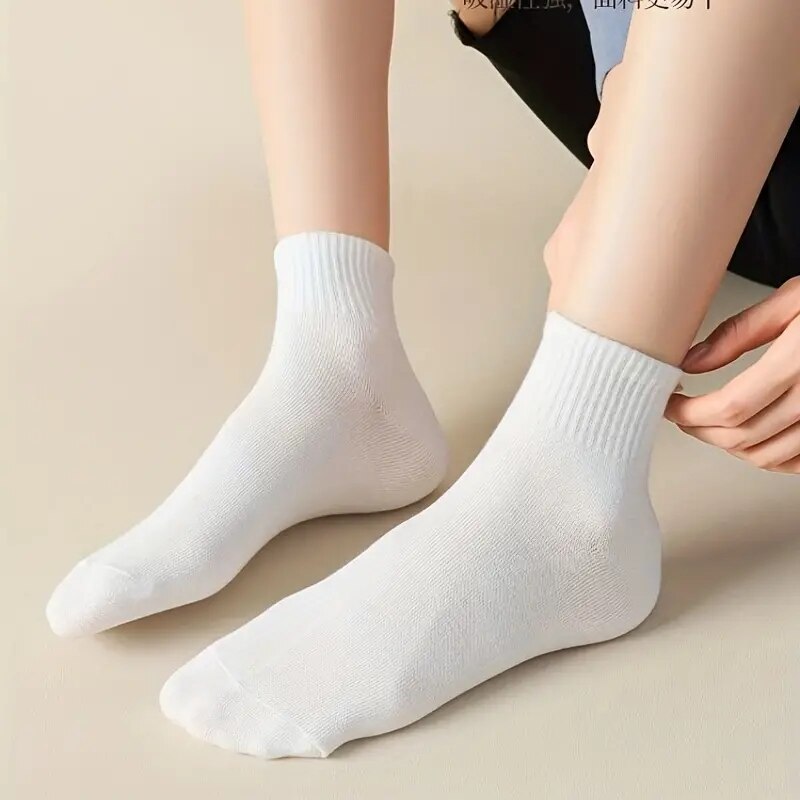 Calcetines cómodos y transpirables para hombre, medias de negocios en blanco y negro, de alta calidad, para primavera y otoño, lote de 5 pares