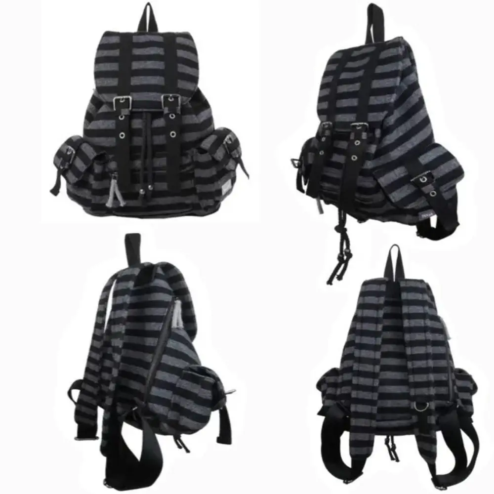 Mochilas de estilo coreano de alta calidad, diseño con cordón, mochilas informales de gran capacidad, bolsas de mano suaves y planas a rayas