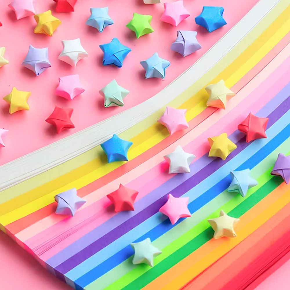 Tiras de papel de estrella de Origami con gradiente de arcoíris, manualidades DIY de doble cara para álbum de recortes, envoltura de regalo, suministros para decoración del hogar y fiestas, 540 Uds.