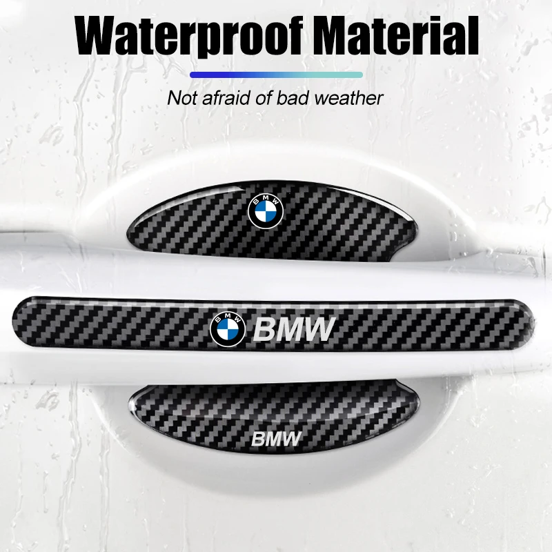 Pegatinas protectoras para manija de puerta de coche, fibra de carbono, para BMW 1 2 3 4 5 6 7 Series X1 X3 X4 X5 X6 X2 X7 F10 F15 F16 F20 F30 F18 F25