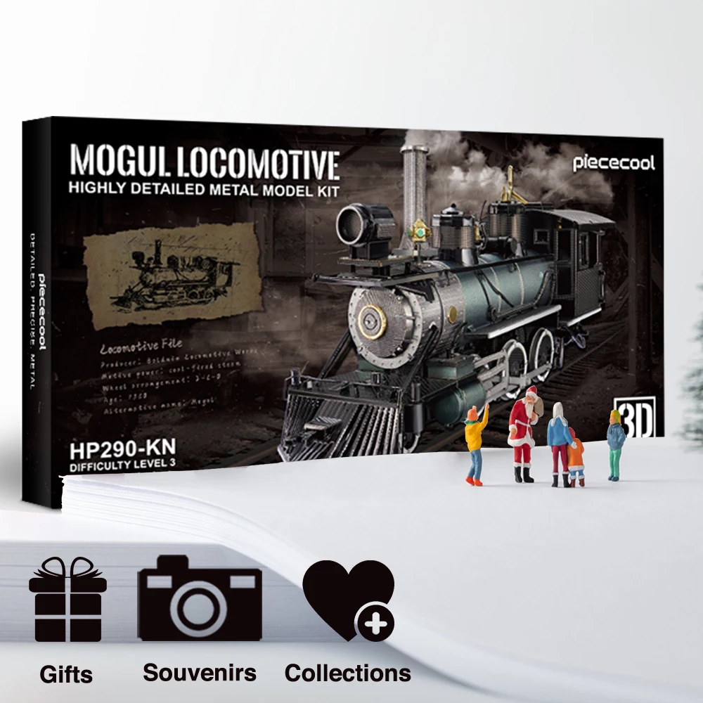 Piececool ปริศนา 3d โลหะ Mogul หัวรถจักร 282 ชิ้นประกอบชุดอาคารชุดของเล่น DIY สําหรับผู้ใหญ่