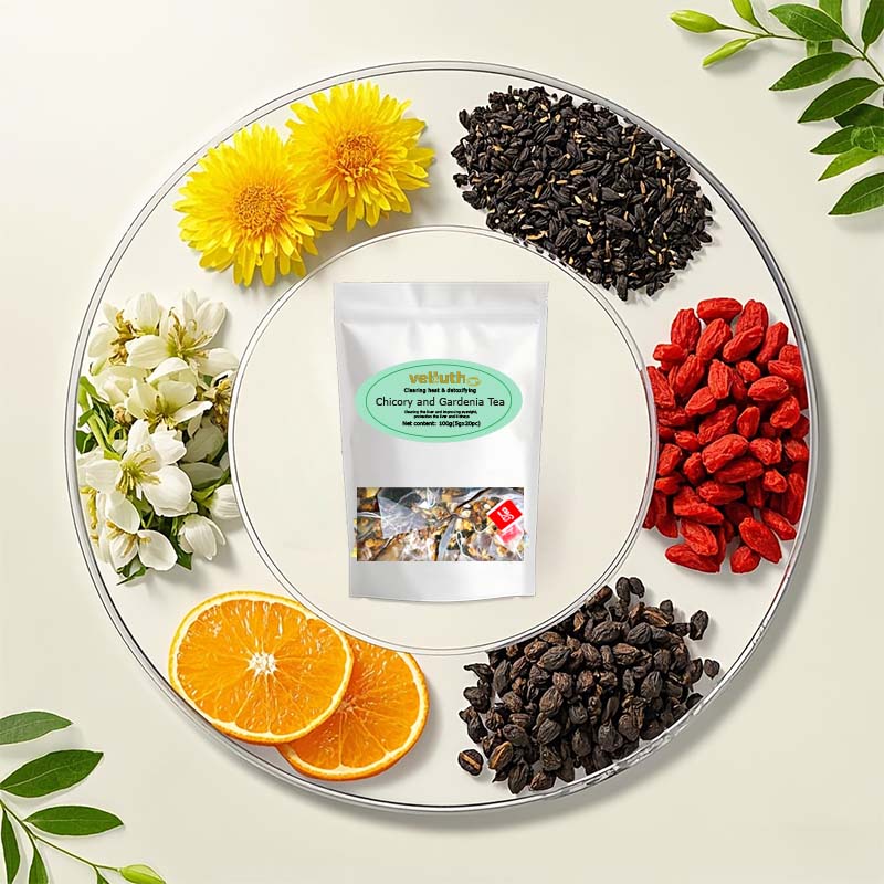 Chicory Gardenia tea, rich in antioxidants, enhances immunity, caffeine free, sugar free, vegan, 20 packs