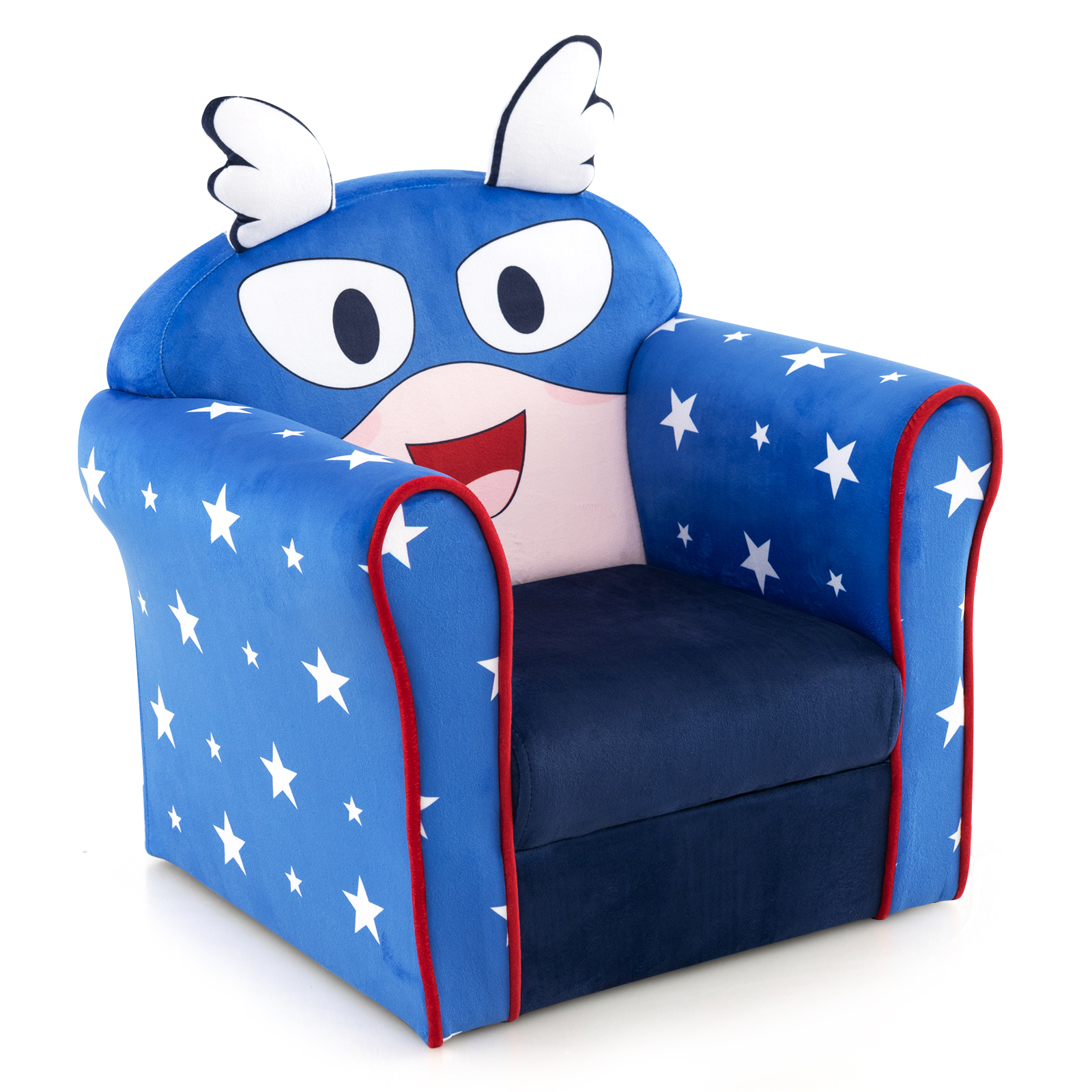 GOFLAME Toddlers Sofa Chair, Upholstered Armchair with Cute Cartoon Pattern, Velvet Fabric Cover