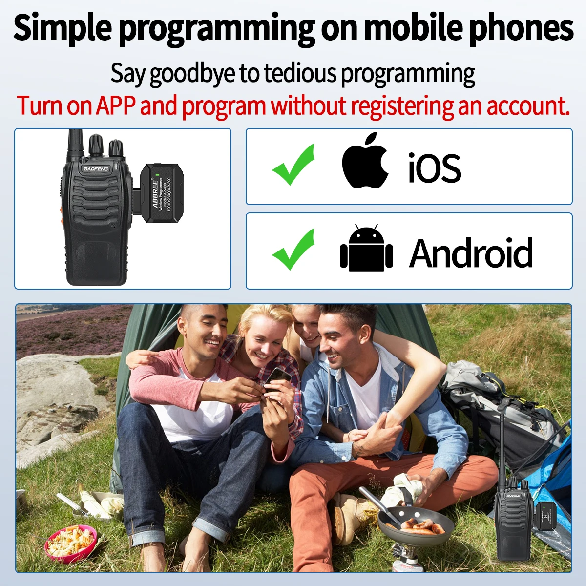 Programador sem fio bluetooth plug & play programação de aplicativo de telefone para baofeng walkie talkie UV-5R BF-888S UV-21 pro quansheng UV-K5