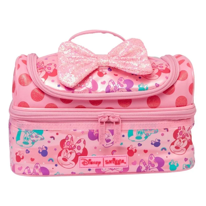 Genuíno disney austrália minnie rosa meninas estudante saco de escola papelaria caneta caso almoço mochila ombro duplo