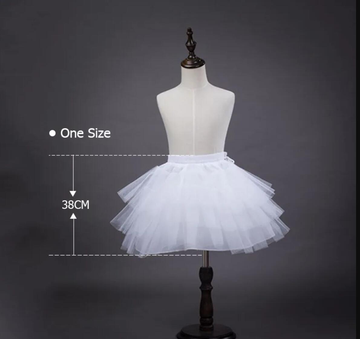 Branco crianças petticoat a linha 3 aros uma camada crianças crinoline renda guarnição flor menina vestido underskirt cintura elástica