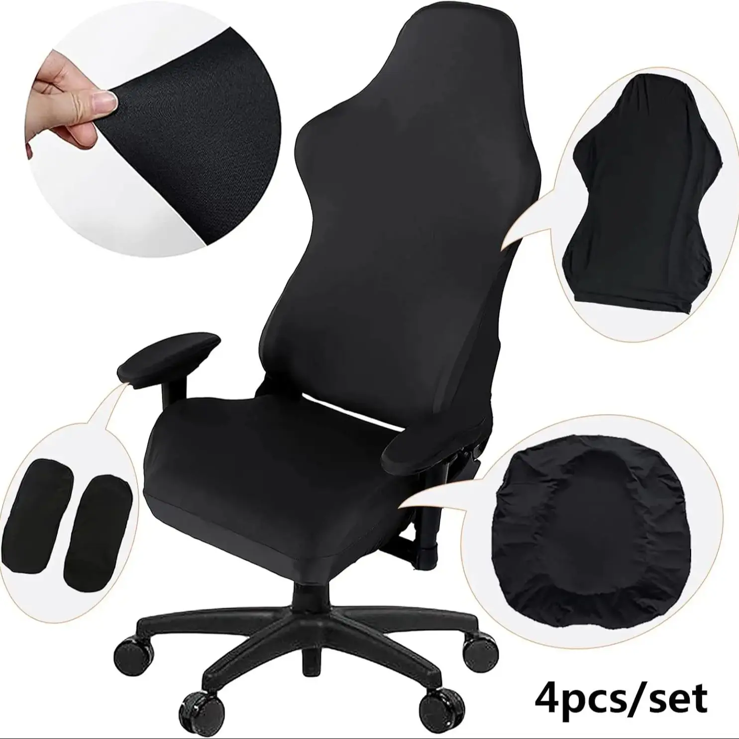 Funda para silla de juegos, funda para asiento de silla de juegos, 4 unid/set, fundas para sillas de juegos estirables con fundas para reposabrazos/fundas para respaldo de silla/silla s