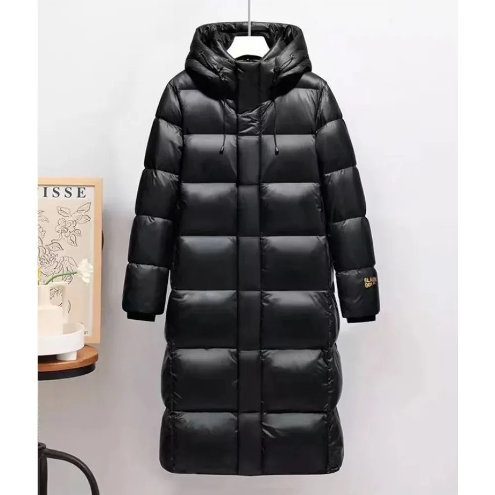 Nova marca casal inverno longo para baixo jaqueta moda feminina tecnologia forrado quente casaco de pato branco masculino com capuz parka jaqueta de penas