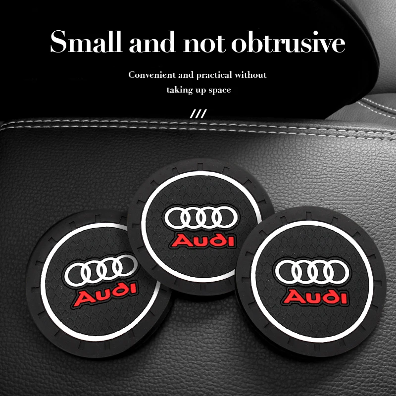 Posavasos de PVC de 2 piezas para coche, alfombrilla antideslizante para taza de agua, accesorios para Audi Sline A4 TT A6 A3 A8 A1 A5Q3 Q5 Q7 Q8