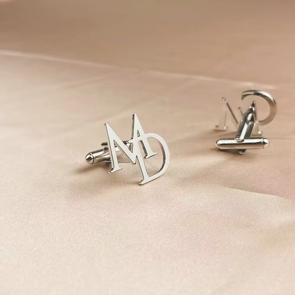 Tangula Aangepaste Initialen Manchetknopen voor Bruidegom Rvs heren Letters Manchetknopen Gepersonaliseerde Bruiloft Beste Man Sieraden Cadeau