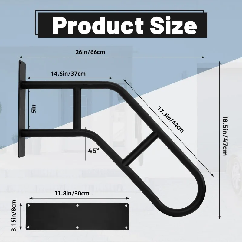 Iron Minimalist Handrail Stable Wall-Mounted Stair Support Simple Corridor Railing U-Shaped Sloped Ladder Frame for Home