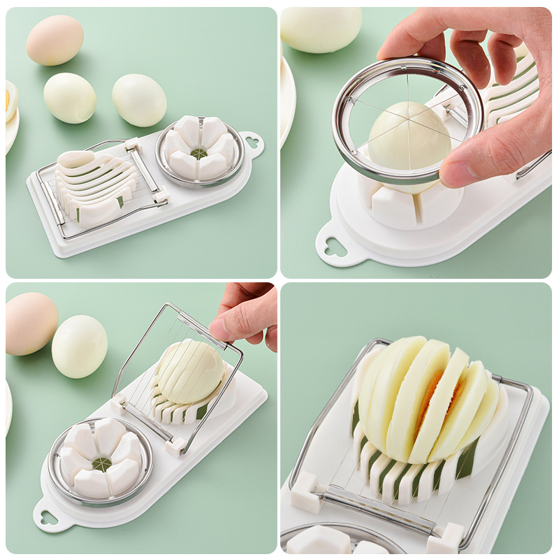 1/2PC Multi Functional Egg Cutting Artifact Stainless Steel Slicer Fancy Splitter Kitchen Divider Two in One Egg Cutter Tools
