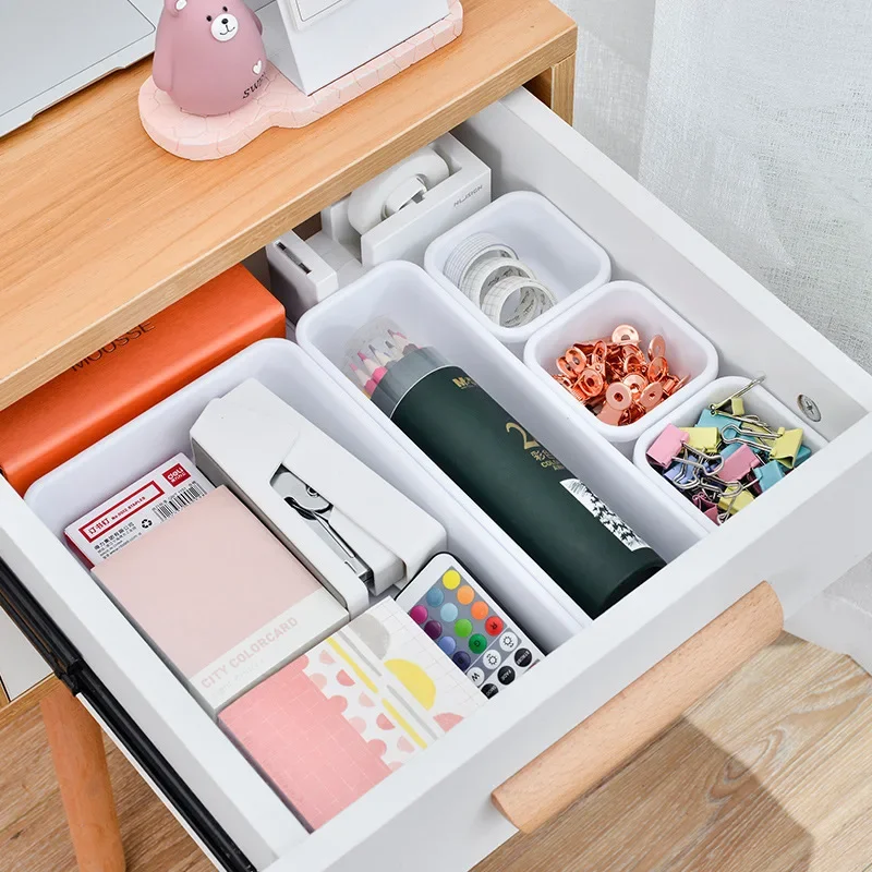 8 ชิ้น/เซ็ตปรับลิ้นชักกล่องถาด Make Up เครื่องสําอาง Sundries Divider ผู้ถือห้องครัวห้องน้ําตู้เสื้อผ้ากล่องเครื่องประดับ