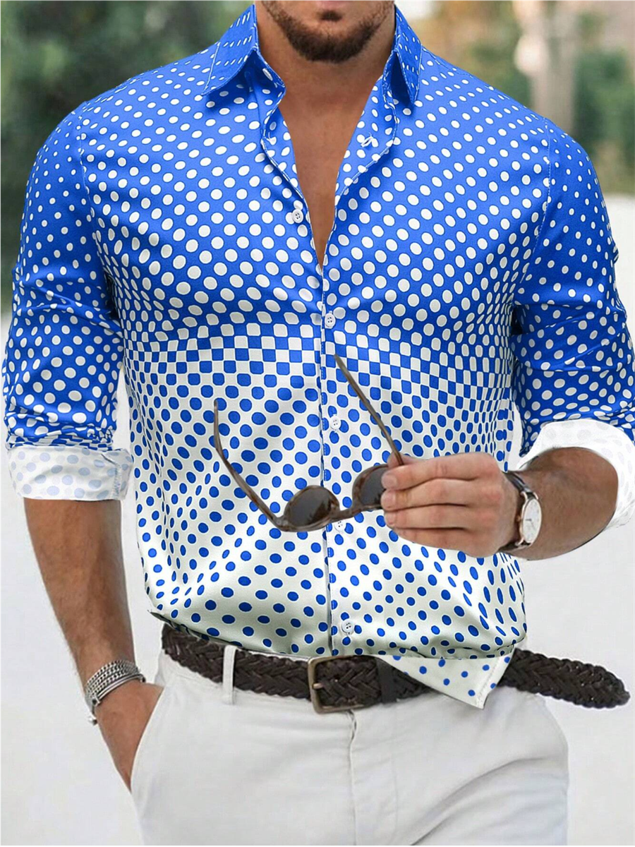 Herren Langarmhemd Farbverlauf Muster 3d gedruckt Top für Frühling und Herbst neue Mode lässig Herren Unisex-Kleidung