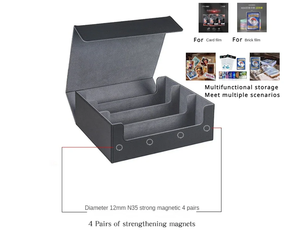 Aufbewahrungsbox für 1800/600/100+ Sammelkarten, PU-Leder, Commander-Kartendeck, Magnetverschluss, Kartenhalter für Magic Game Card
