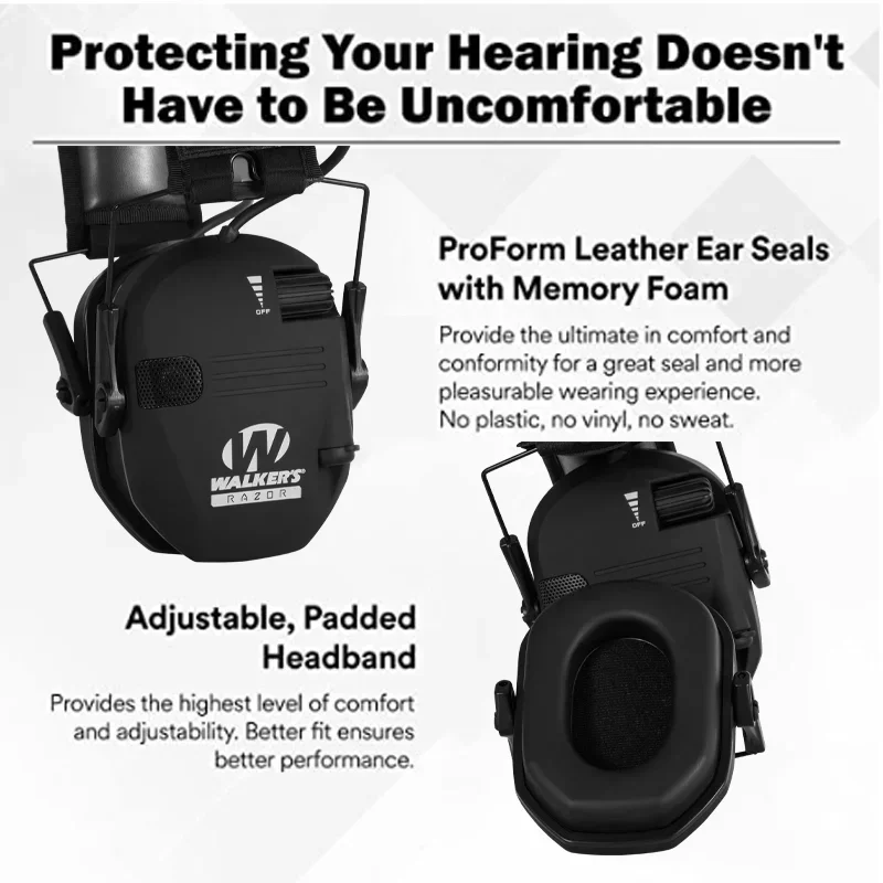Tactical Active Shooting Earmuff for Slim Ultra Low Profile Compact Design Adjustable Range Shooting Hunting Hearing Protection