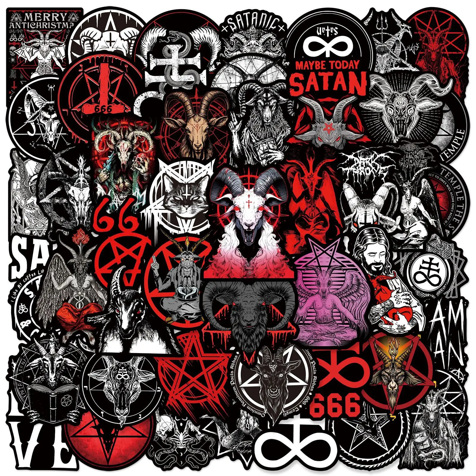 10/25/50pcs Black Satan Stickers Graffiti Devil for DIY Phone Laptop Guitar Suitcase Car Skateboard Motorcycle Helmet Bottle