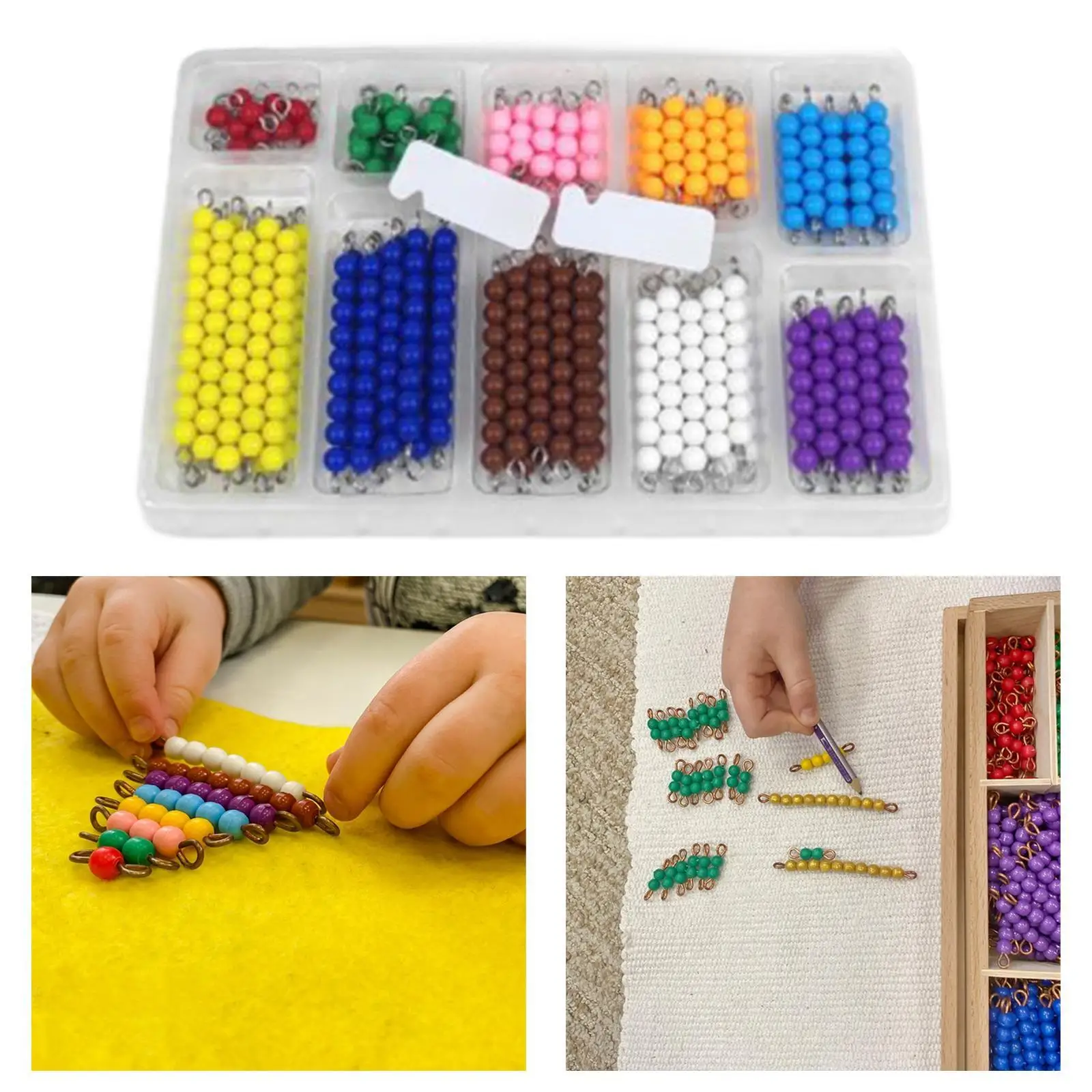 Montessori Checker Board Perline Matematica Sussidio didattico Conteggio dei numeri Giocattolo per l'apprendimento in età prescolare per ragazzi Ragazze Bambini Bambini