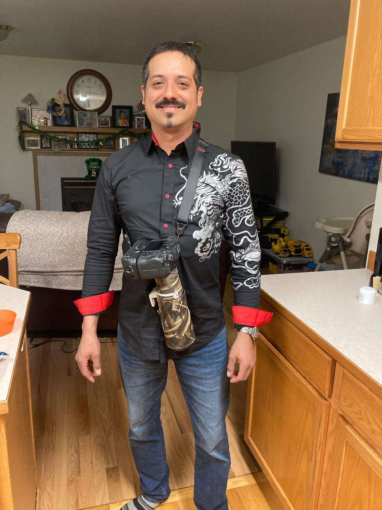 Sportrendy メンズ シャツドレス カジュアル 長袖 ファッション ドラゴン スタイリッシュ JZS041