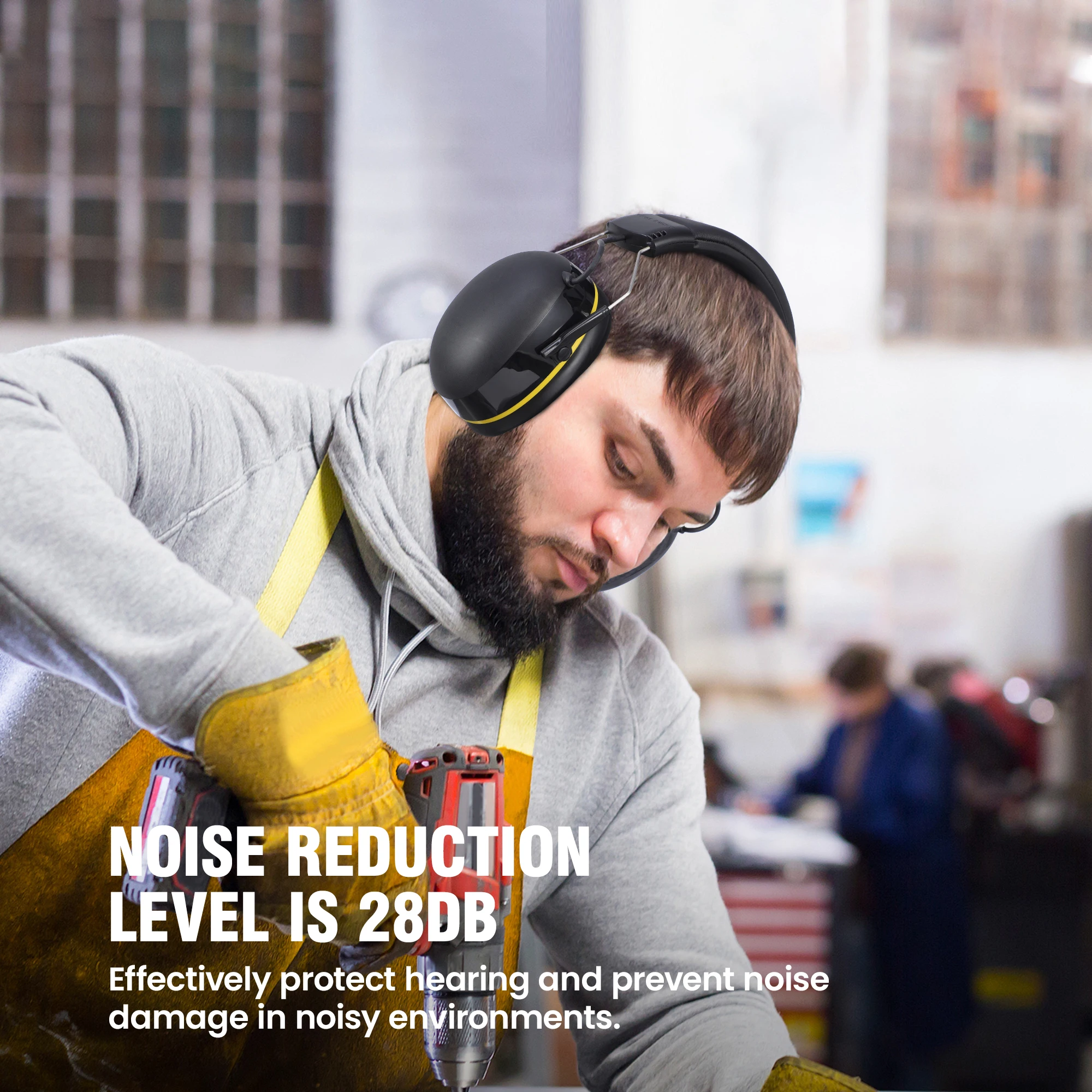 30dB SNR Hearing Protection Headphones with Bluetooth Rechargeable Noise Reduction Safety Ear Muffs Wireless Hearing Protector