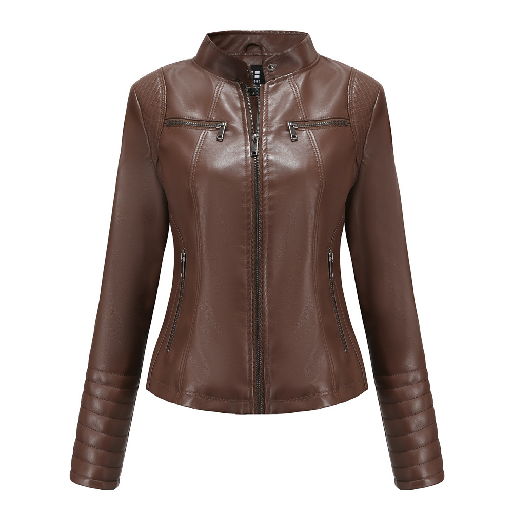 Kunstleer motorjas voor dames, damesjas, moto biker, paars, zwart, herfst, lente, mode