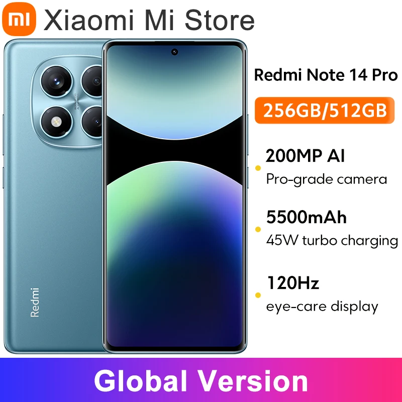 Xiaomi Redmi Note 14 Pro Global versie Smartphone 200 MP camera 5500 mAh NFC Helio G100-Ultra 6,67" AMOLED-display