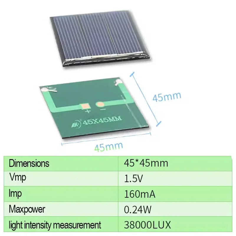 Panneau de colle goutte à goutte de panneau solaire, module en silicium polycristallin, développement extérieur, moteur à courant continu, 45x45, 1.5V, 150MA
