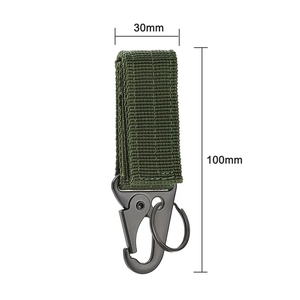 2 stücke Taktische Hängende Schnalle Molle Nylon Gurtband Karabiner Gürtel Dreieck Schlüsselbund für Outdoor Klettern Camping Werkzeug Zubehör