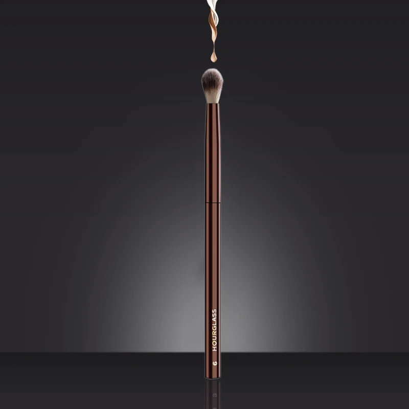 Brocha de maquillaje de reloj de arena, brocha de licuadora cónica No.6, pelo de fibra suave y agradable para la piel, diseño de moda, brocha de un solo ojo