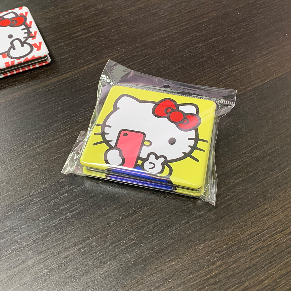 Olá kitty espelho portátil pequeno espelho olá kitty sanrio portátil dobrável espelhos padrão dupla face maquiagem presente para menina