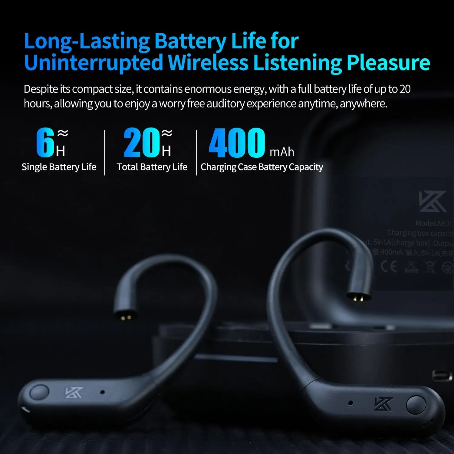 KZ-ワイヤレスアップグレードケーブル,Bluetooth 5.4 hifiアダプター,音楽イヤホン,充電ケース付きケーブルコネクタ