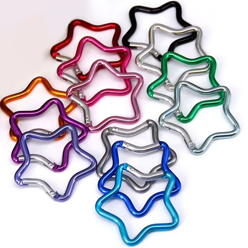 LLavero de hebilla de escalada de montaña de aleación de aluminio con forma de estrella Pentagonal, accesorios multifuncionales para hacer ganchos, 1 ud.