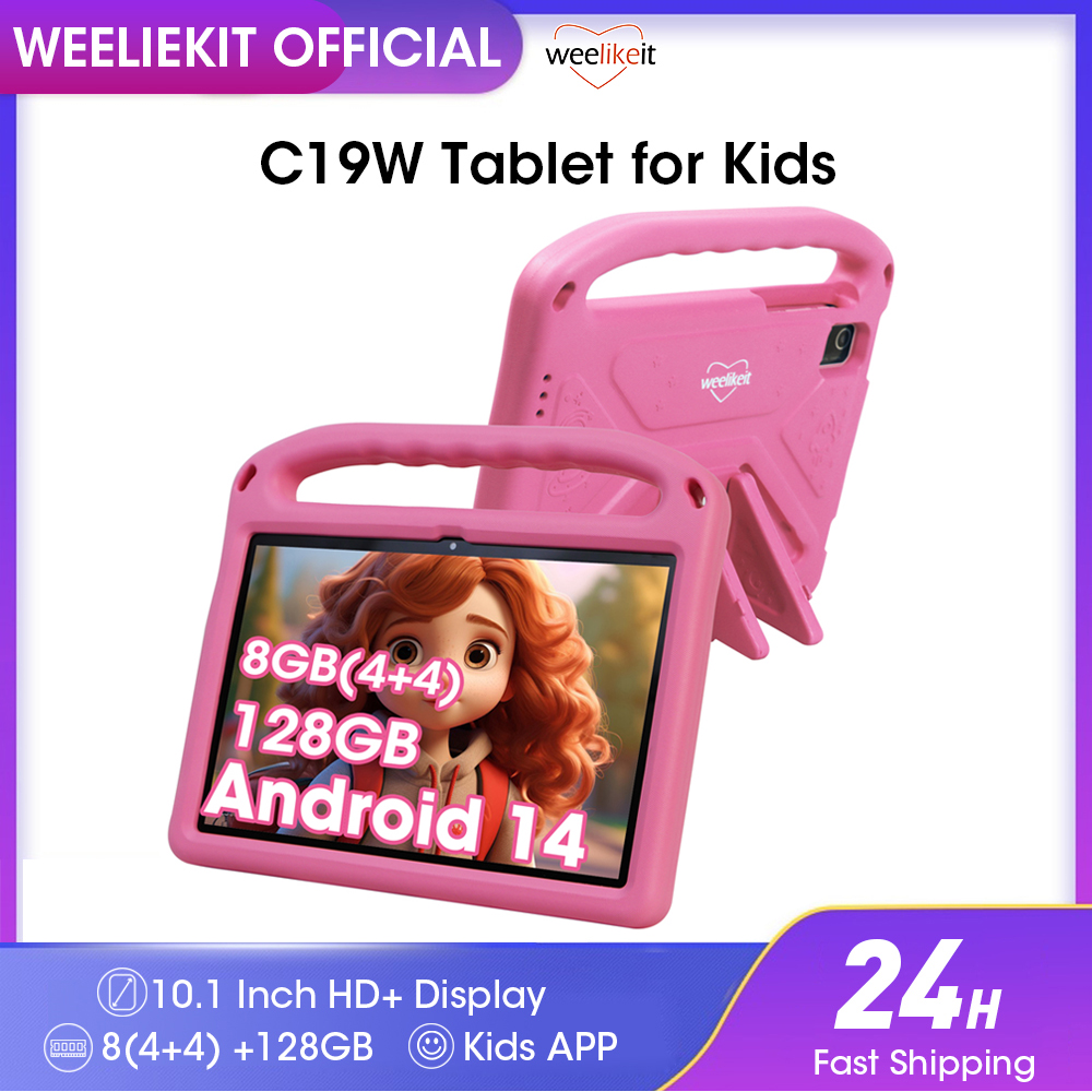 2024 Улучшенный детский планшет weelikeit 10 "Android 14 планшет для детей 8 Гб (4 + 4) 128 ГБ 6000 мАч аккумулятор двойная камера отличный планшет для малышей с детской планшетом