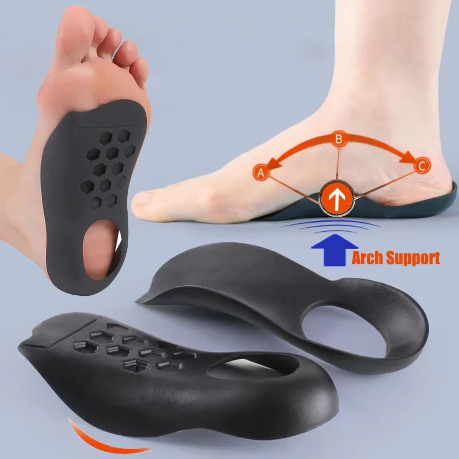 Flat Foot & O-Leg Correction Insoles | Orthopedic Arch Support Insert | Plantar Fasciitis Pain Relief | Unisex Breathable Foot C