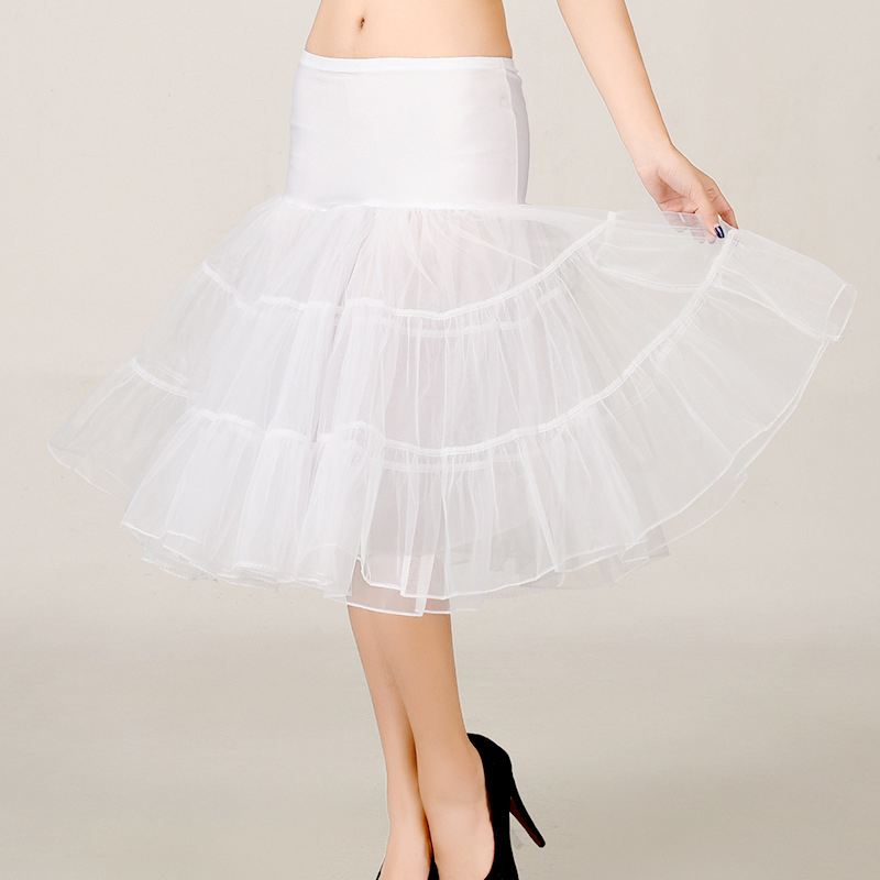 ใหม่สั้น Petticoat Vintage 3 ชั้น Puffy Organza Petticoat Retro Crinoline กระโปรง Rockabilly คอสเพลย์ Swing Tutu กระโปรง