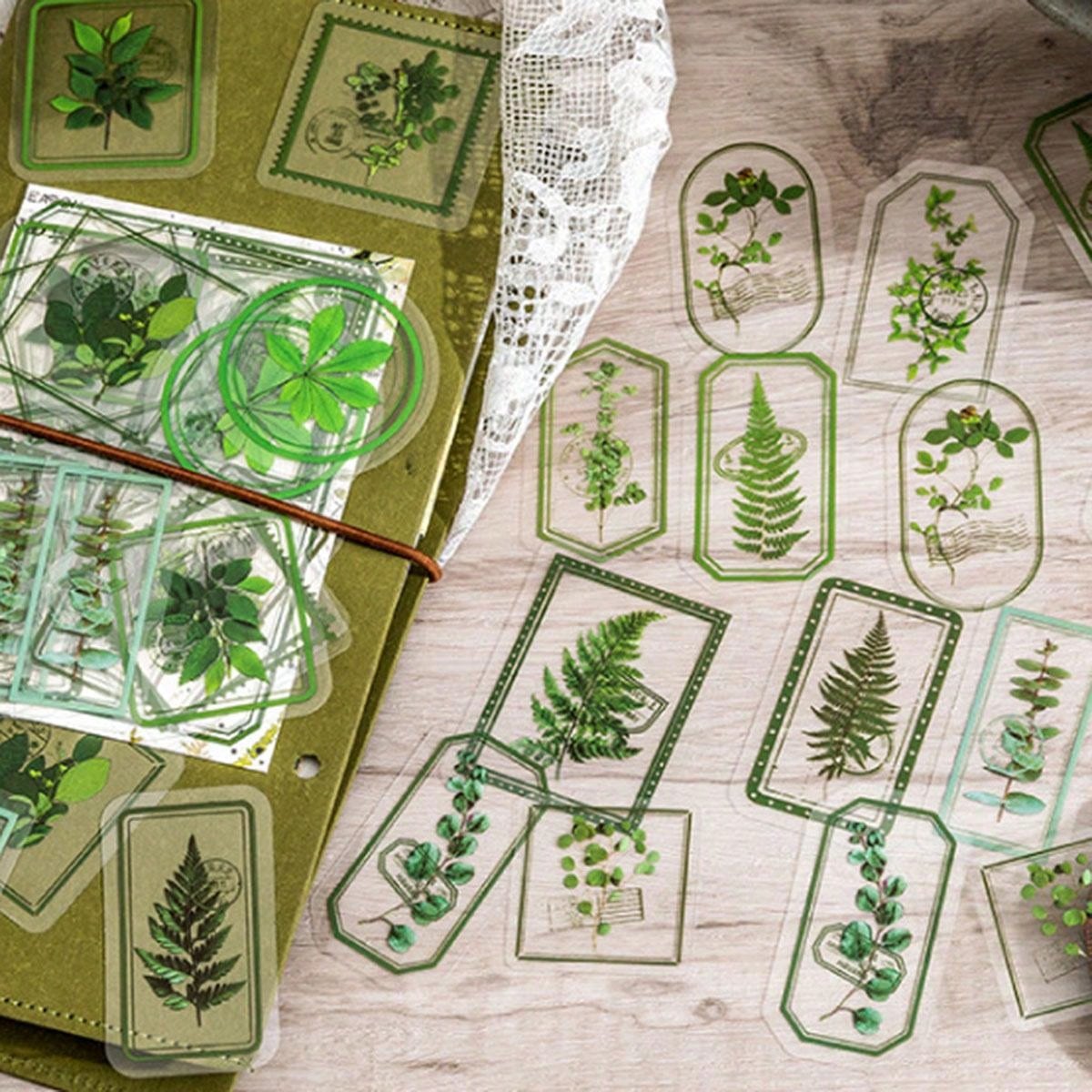 ヴィンテージフローラルアカウントステッカー,手作りのペットステッカー,防水素材,日曜大工のコラージュ,スタイル別に15パターン,1パックあたり30枚