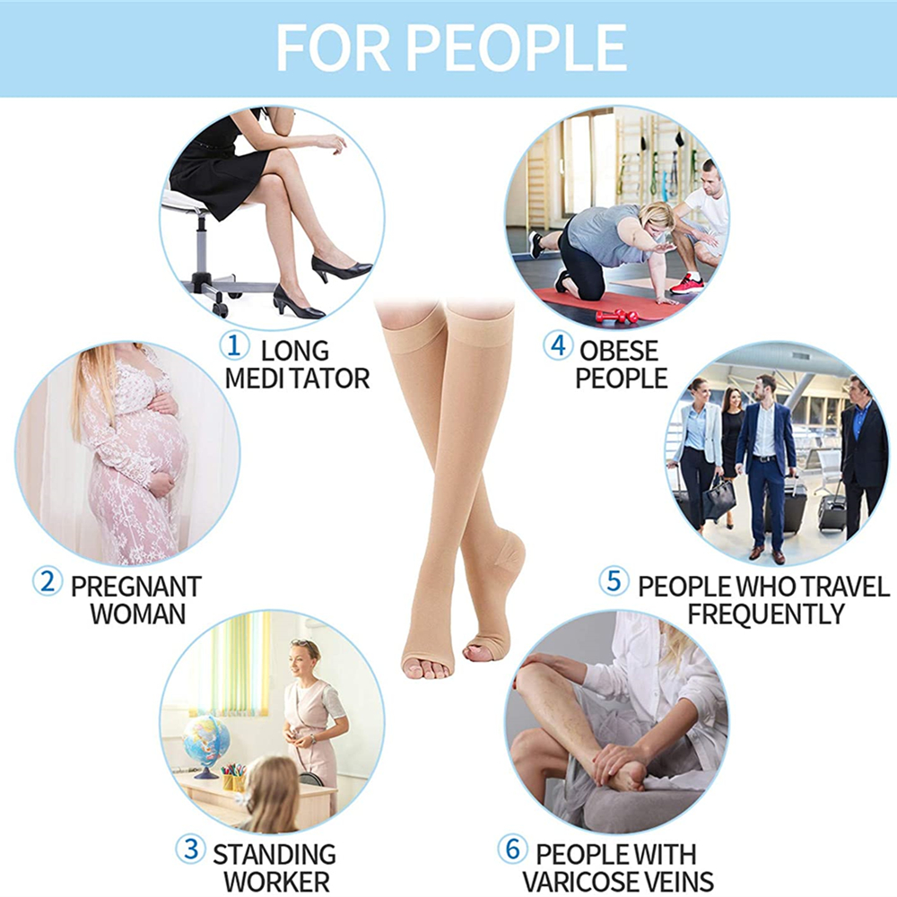 Calcetines de compresión S-XXL médicos para prevenir venas varicosas, manguera de soporte sin dedos para mujeres y hombres, 1 par