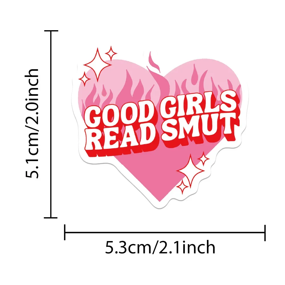 50PCS สีชมพู Smut Bookish Reader สติกเกอร์ความงามรักสาวน่ารักสําหรับ Kindle IPad โทรศัพท์แล็ปท็อปไดอารี่สติกเกอร์ตกแต่งแพ็ค