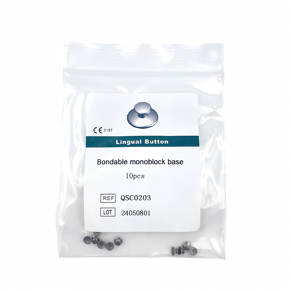 PIORPOY 10 Pcs Dental Orthodontic Lingual Buttons Bondable Type Metal Material Round Base with Mesh Dentisry Accessories