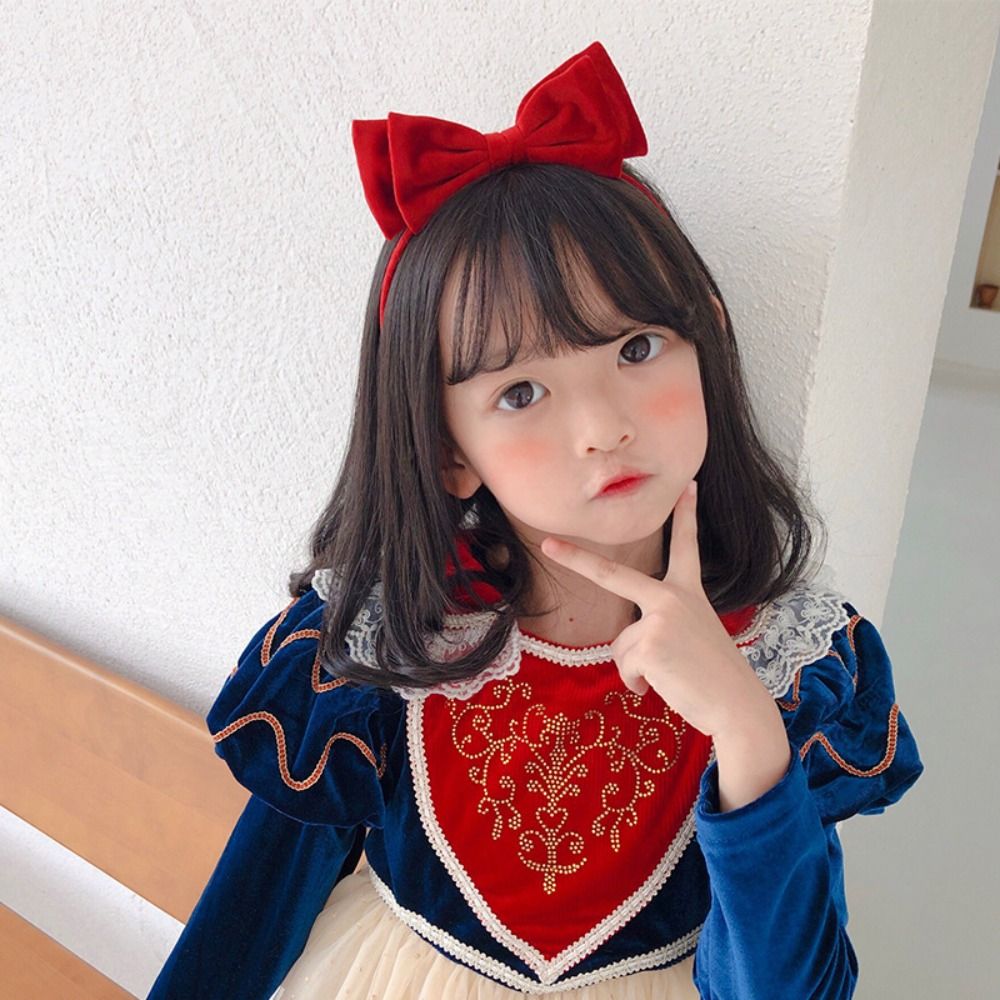 Ngọt Ngào Phụ Kiện Tóc Bạch Tuyết Tóc Đỏ Đen Nơ Dây Đeo Đầu Cho Bé Gái Nữ Mũ Đợi Đầu Đa Năng Retro Dây Thắt Nơ Băng Đô Quấn Tóc